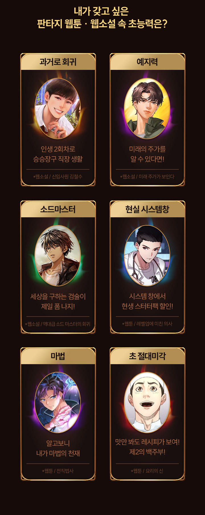 내가 갖고 싶은 판타지 웹툰 웹소설 속 초능력은?